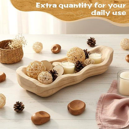 Nuogo 1 Pack 14 Inch Wavy Edge Dough Bowl Large Size Wood Rustic Dough Bowl Decorative for DIY Farmhouse Home Supplies Kitchen Decoration (Color of Wood)