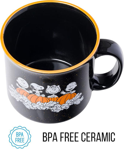 Silver Buffalo Peanuts Halloween Costumes Featuring Charlie Brown, Snoopy, Woodstock, Lucy, and Linus Ceramic Camper Mug, 20 Ounces