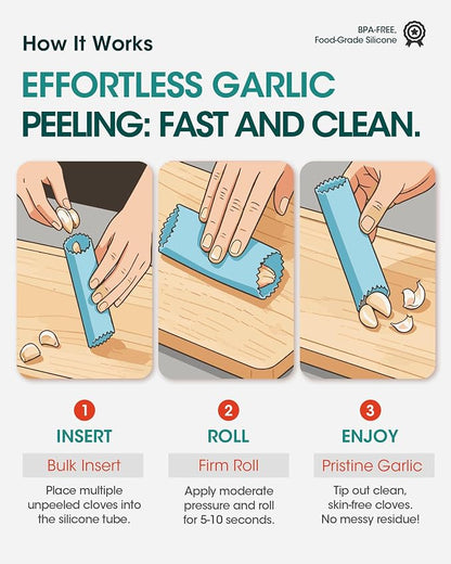 Silicone Garlic Peeler Tube(3pack) - Roller Garlic Peeling Tool for Quick Skin Removal, Odor-Free Hand Garlic Stripper Kitchen Gadget for Meal Prep & Cooking