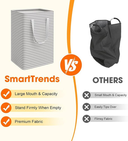 3 Pack Large Laundry Basket,Waterproof & Freestanding Laundry Hamper,Collapsible Clothes Hampers with Easy Carry Long & Reinforced Handles in Bathroom,College Dorm(88Lx3,Gray)