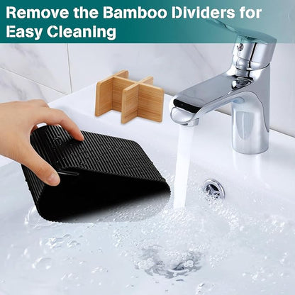 GFWARE Black Toothbrush Holder - Bamboo Toothbrush Holders for Bathrooms Electric Toothbrush Holder Organizer Kids Toothbrush Holders for Bathrooms Countertop