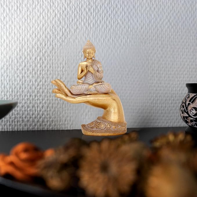 Buddha Statue for Home Decor Gold 8.7"- Buddha Statues for Zen Decor - Buddha Statue Large for Spiritual-Buddha Decor for Living Room-Buda–Indoor Buddha Gift for Relaxation, Meditation or Shrine