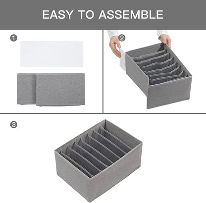Qozary 4 Pack Drawer Organizers for Clothing, 8 Grids Foldable Closet Organizers and Storage Bins for Bedroom, Dresser Organizer Boxes for Thin T-shirts, Tank Tops