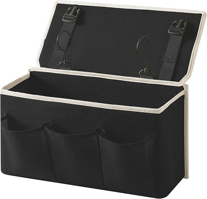 Bedside Caddy/Bedside Storage Organizer Hanging Bag with Three Options,Suitable for home beds, sofas, and dormitory beds—can hold magazines, books, phones, iPads, remote controls. (Black)