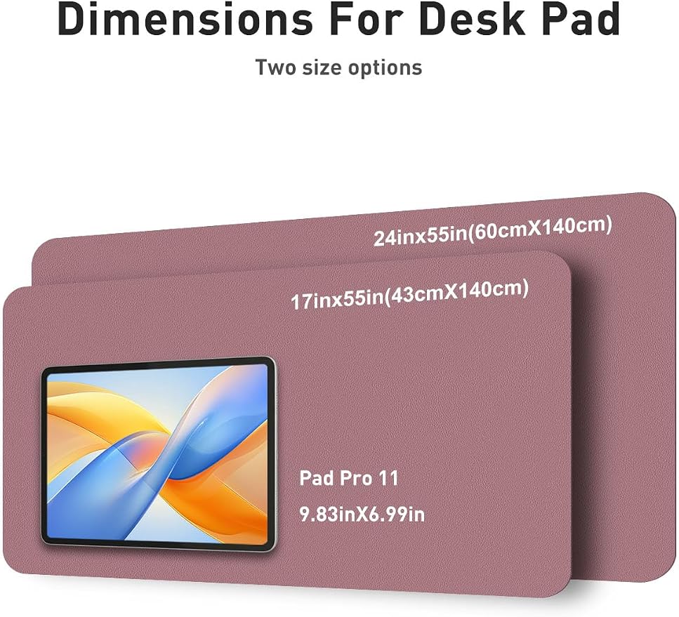 Aothia Faux Leather Desk Mat - Non-Slip PU Leather Desk Blotter, Waterproof Writing Surface, Large Desk Pad for Office & Home (Dark Pink, 55" x 24")