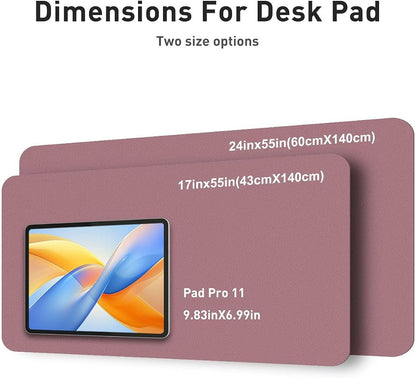 Aothia Faux Leather Desk Mat - Non-Slip PU Leather Desk Blotter, Waterproof Writing Surface, Large Desk Pad for Office & Home (Dark Pink, 55" x 17")