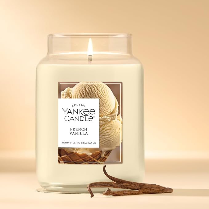 Yankee Candle French Vanilla, Scented Candle, 22oz Large Jar with up to 150 Hour Burn Time, Giftable, Holidays
