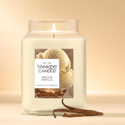 Yankee Candle French Vanilla, Scented Candle, 22oz Large Jar with up to 150 Hour Burn Time, Giftable, Holidays