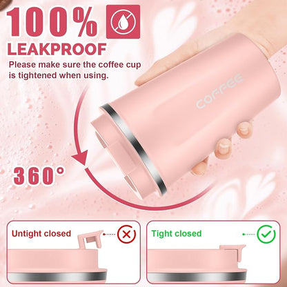 CS COSDDI 12 oz Stainless Steel Vacuum Insulated Tumbler - Coffee Travel Mug Spill Proof with Lid - Coffee Cups for Keep Hot/Ice Coffee,Tea and Beer