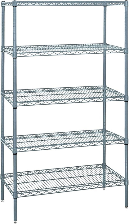 Quantum Storage Systems WR86-2448GY-5 Wire Shelving 5 Shelf Starter Units, 24" x 48" x 86", Gray Epoxy