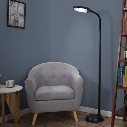 Bedford Home Floor Lamp - Full Spectrum Natural Sunlight Lamp with Bendable Neck - Reading, Craft, Studying, and Esthetician Light (Black)