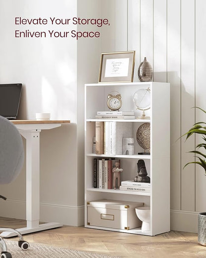 VASAGLE CUSTOS Collection - Bookshelf, 4-Tier Bookcase, Book Shelf, Open Storage Shelf, 9.4 x 23.6 x 42.4 Inches, for Living Room, Home Office, Dinning Room, Cloud White ULBC164T14 | Bookcase, Book Shelf, Open Storage Shelf, for Living Room, Home Offic...