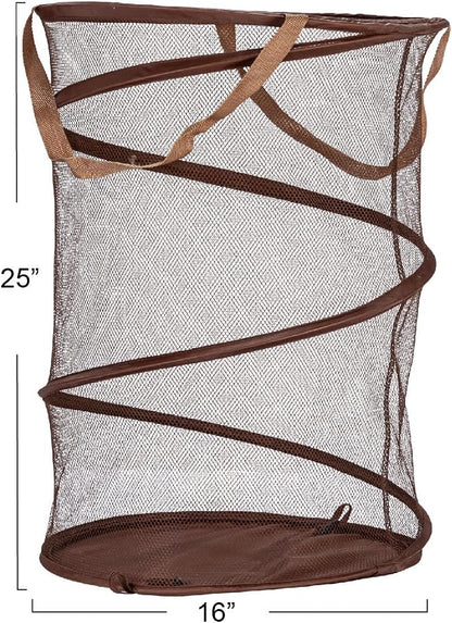 Household Essentials Pop-Up Mesh Laundry Hamper, Brown