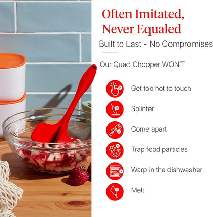 GIR: Get It Right Premium Silicone Quad Meat Chopper - 4 Blade Design - Kitchen Tools Meat Smasher for Ground beef, Potato Mash and Hamburger - Ultimate - 12 IN, Red