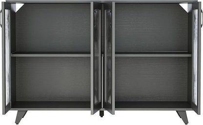Panana Kitchen Buffet Server Table Accent Sideboard Cupboard Server Buffet Console Table with Doors Cabinet (49inch, Black)