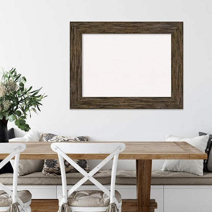 Amanti Art White Cork Board for Wall, 27x35 Vision Board with Brown Wood Frame, Medium Corkboard Office Decor for Home Organization, Rustic Farmhouse Corkboard Pinboard to display items for home