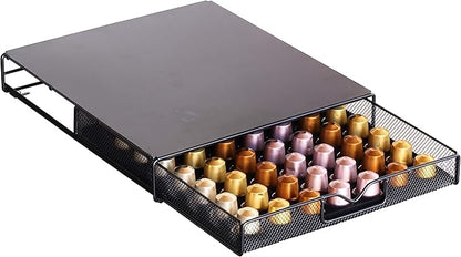 Deco Brothers OriginalLine Pod Holder Mesh Drawer, 56 Nespresso Capsule Organizer, Black