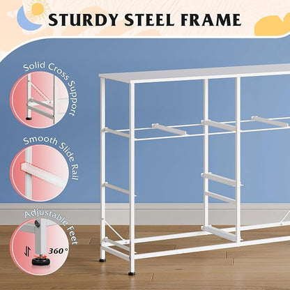 WLIVE Dresser for Bedroom with 8 Drawers, Wide Fabric Dresser for Storage and Organization, Bedroom Dressers, Chest of Drawers for Living Room, Closet, Hallway, Cloudy Pink