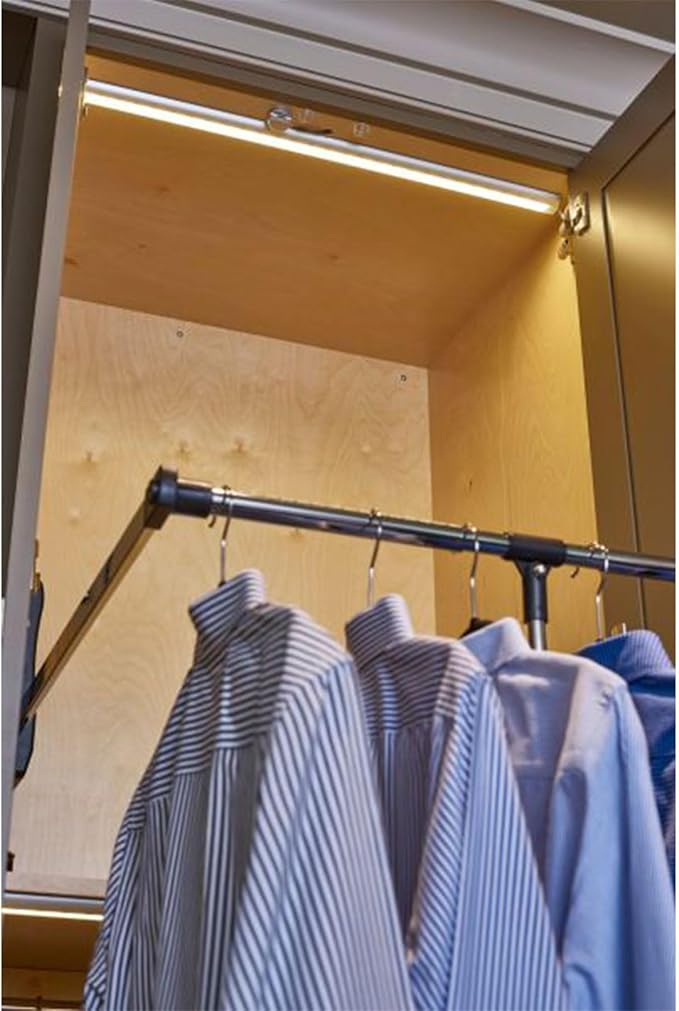 Rev-A-Shelf CPDR-2635 26 to 35 Inch Adjustable Side Mounted Pull Down Closet Rod with Telescoping Handle and Mounting Hardware, Chrome