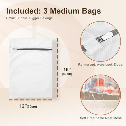 HOUSE DAY Black Plastic Hangers 60 Pack & Medium Mesh Laundry Bags 3 Pack - Space-Saving & Non-Slip Clothes Hangers with Hooks + Delicates Wash Bags Pefect for Closet Storage and Organization