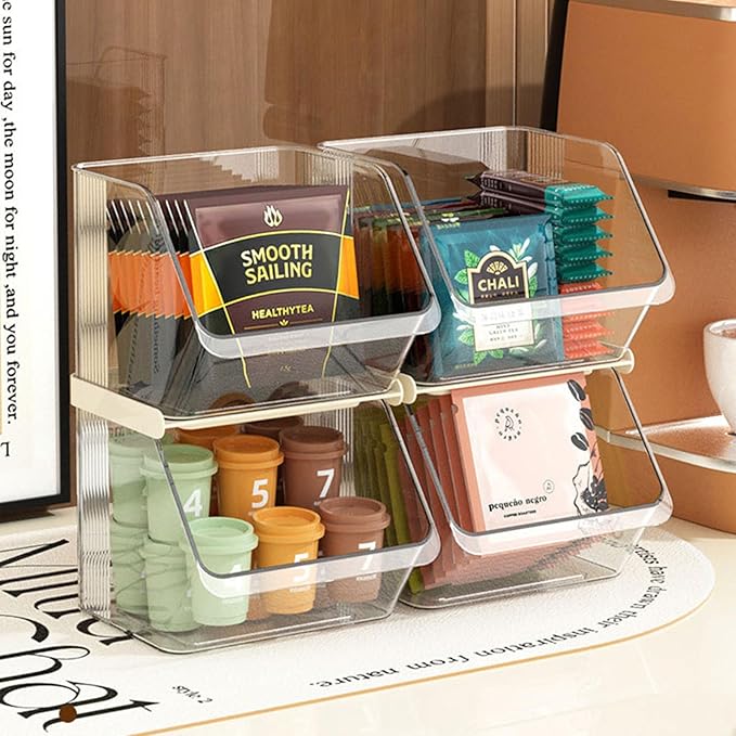 K Cup Holder Tea Bag Organizer, Coffee Pod Holders for Keurig Nespresso Vertuo Pods Kcup Sugar Packet Creamer Holder Tea Rack Coffee Bar Accessories (Stacking A)
