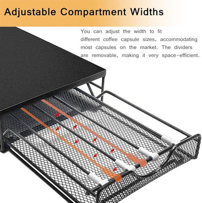 Coffee Pod Drawer Organizer for Nespresso Vertuo Pods, Holds 40 Large or 60 Small Capsules, Acrylic Coffee Pod Holder with Smooth Pull-Out Drawer, Anti-Slip Clear Storage Rack