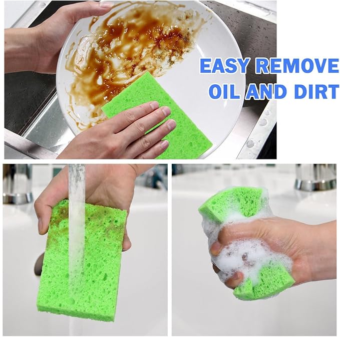 YoleShy 48 Pack Sponges Kitchen Natural Compressed Cellulose Sponges Durable Dish Sponge for Cleaning & DIY Reusable