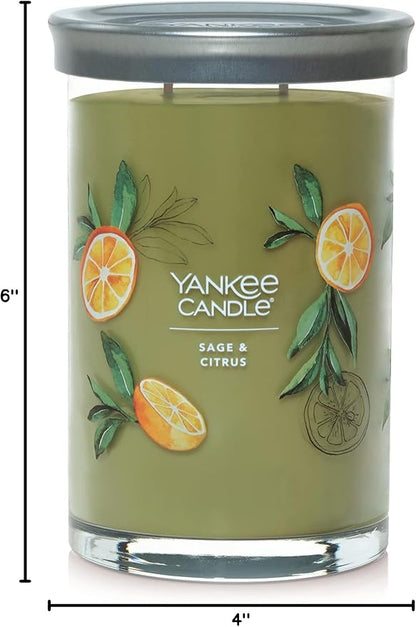Yankee Candle Large Tumbler Scented Candle with up to 80 Hour Burn Time, Premium Plant Wax Blend for Consistent Burn, 20 oz Tumbler Candle with Room Filling Fragrance, Sage & Citrus