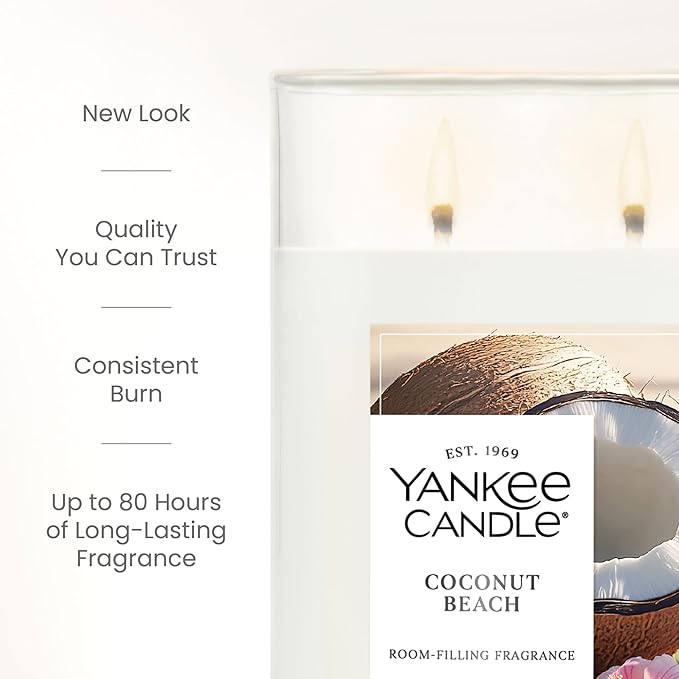 Yankee Candle, Coconut Beach Scented Candle, 20oz Classic 2-Wick Tumbler with up to 80 Hour Burn Time