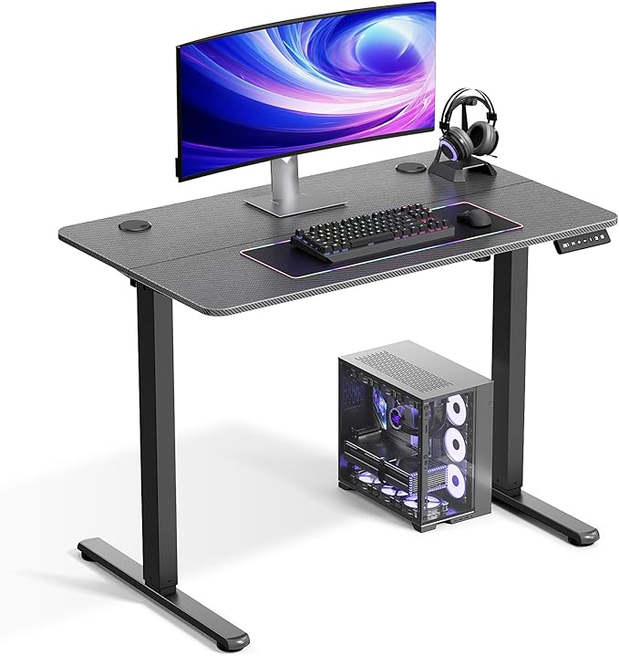 Electric Standing Desk Adjustable Height 40 x 24 Inch, Small Sit Stand Desk, Stand up Desk for Home Office, Computer Workstation (Spliced Desktop,Carbon Fiber Black)