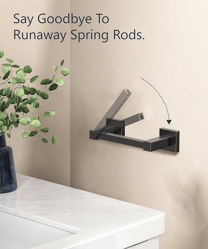 FORIOUS Toilet Paper Holder Wall Mount, Stainless Steel Rustproof Double Post Pivoting Tissue Roll Holder for Bathroom, Commercial Toilet Paper Dispenser (Oil Rubbed Bronze, Square)