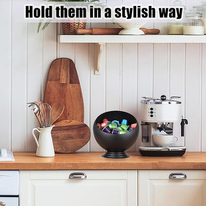 ELLDOO Coffee Pod Holder, Black Metal Coffee Pod Storage for K Cup Nespresso Vertuo Keurig, Creamer Organizer Candy Bowl Fruit Snacks Jar for Countertop Kitchen Breakroom