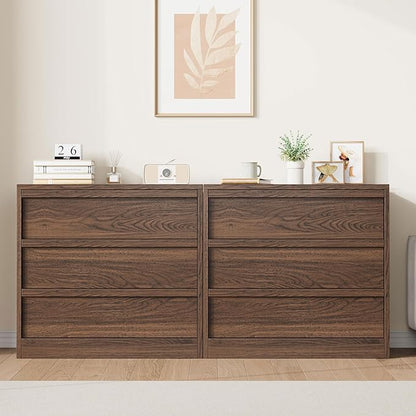IDEALHOUSE 3 Drawer Nightstand for Bedroom, 30in Tall Small End Side Table with Large Storage & Anti-Tip Design, Modern Bedside Table Organizer for Living Room, Entryway - Walnut