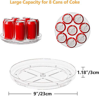4 Pack 9 Inch Clear Lazy Susan Turntable Organizer, Non-Skid Rotating Tray for Cabinet, Kitchen Pantry Organization and Storage, Acrylic Spinner for Refrigerator, Bathroom Vanity and Spice Rack
