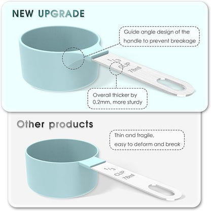 TILUCK Measuring Cups & Spoons Set, Stackable Cups and Spoons, Nesting Measure Cups with Stainless Steel Handle, Kitchen Gadgets for Cooking & Baking（white）
