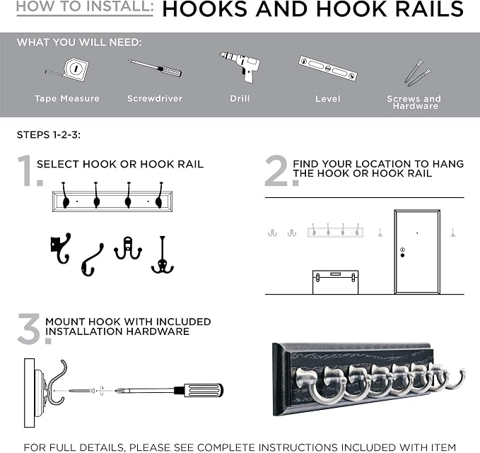 Liberty Hardware 129848 Wall Mounted Coat Rack with 5 Decorative Hooks, 27-Inch, Satin Nickel and White