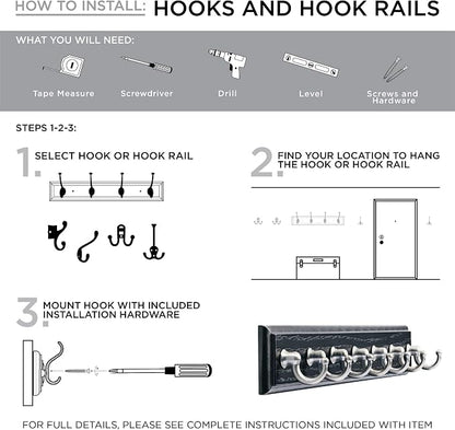 Liberty Hardware 129848 Wall Mounted Coat Rack with 5 Decorative Hooks, 27-Inch, Satin Nickel and White