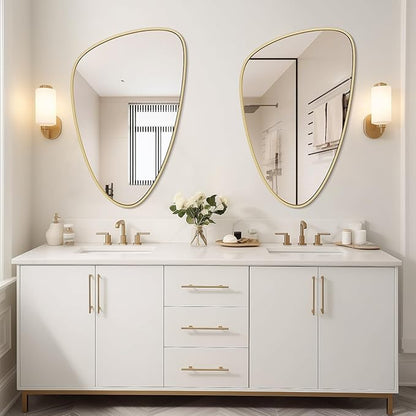 WallBeyond Asymmetrical Mirror, Irregular Wall Mirror, Wall Mirrors Decorative for Bedroom Living Room entryway Hall, Wall Mirror for mid Century Modern Decor 36" H x 23" W, Gold