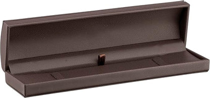 Dome-Shape Leather Bracelet Box for Women & Men – Jewelry Gift Box Ideal for Bracelet Case, Necklace, Chain – Bracelet/Necklace Box with Cream Ribbed Outer Box & Matching Bow Ribbon