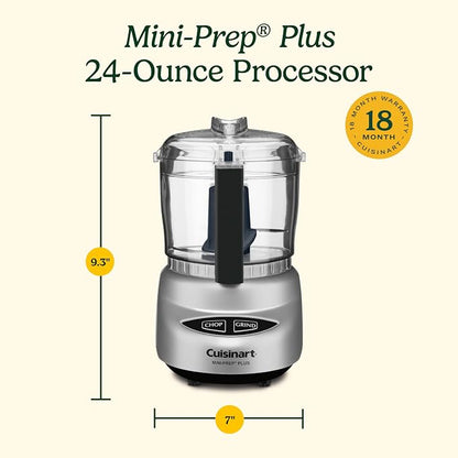 Cuisinart Mini-Prep Plus Food Processor, 3 Cup Mini Food Processor to Chop Herbs, Vegetables, and Hard Cheese, 3 Cup Work Bowl, Reversible Stainless Steel Blade, DLC-2A, White