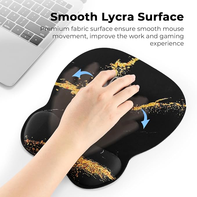 EooCoo Ergonomic Mouse Pad with Wrist Support, Mousepad with Memory Foam Wrist Rest and Non-Slip Base for Computer, Cafe, Home & Office, 9.64 x 8.26 in Office Desk Accessories