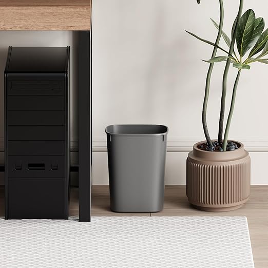 CEROELDA Small Bathroom Trash Can, 2.6 Gallon Slim Mini Garbage Can Small Trash Bin Plastic Waste Basket for Dorm Room, Bedroom, Office, Toilet (Grey)