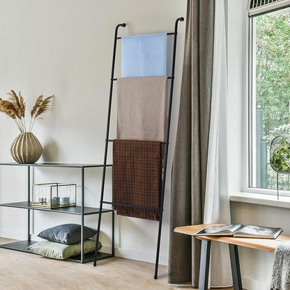 2 Pack Blanket Ladder Decorative Towel Rack Holder for Bathroom, Wall Leaning Metal Drying Quilt Stand for Living Room Bedroom Farmhouse Home Decor, for Women Mom Mother Her Wife - Black