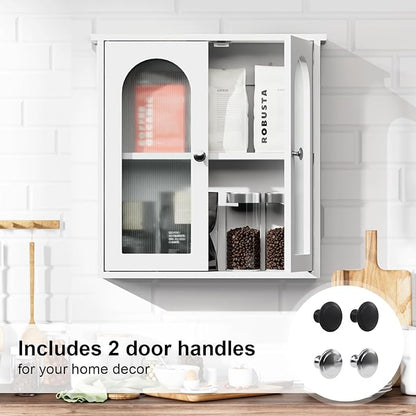 White Bathroom Wall Cabinet,Bathroom Cabinet Wall Mounted with Arched,White Medicine Cabinet Over Toilet,Surface Mount Medicine Cabinet for Laundry Room,Kitchen,Storage Cabinet 22x23