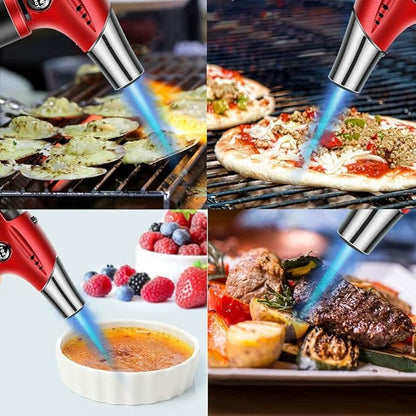 Blow Torch, Home-Grade Kitchen Cooking Torch with Lock Adjustable Flame Refillable Mini Blow Torch Lighter for BBQ, Baking, Brulee Creme,Light Cooking Tasks,DIY Soldering (Butane Gas Excluded)