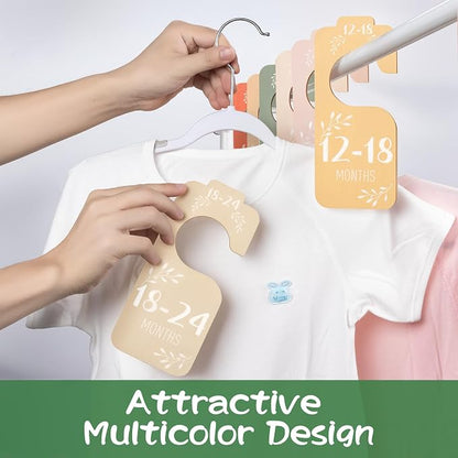 Colorful Baby Clothes Dividers for Closet - 8 Pcs Wooden Baby Clothes Tags Organizer from Newborn to 24 Months Easily Organize Your Nursery Room for Girl and Boy