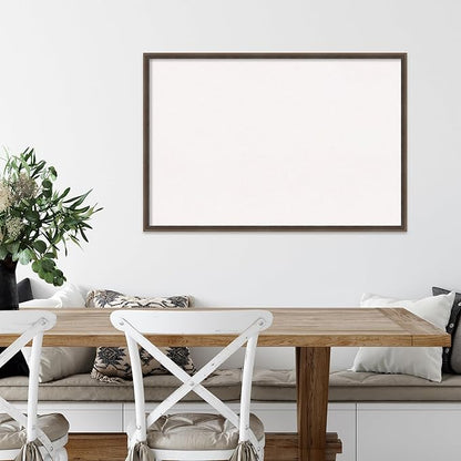 Amanti Art White Cork Board for Wall, 25x37 Vision Board with Brown Wood Frame, Large Corkboard Office Decor for Home Organization, Modern Contemporary Corkboard Pinboard to display items for home