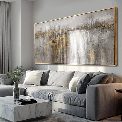 Vintage Home Wall Decor Abstract Framed Wall Art Textured Canvas Painting 32"x70" Posters for Bedroom Pictures for Kitchen