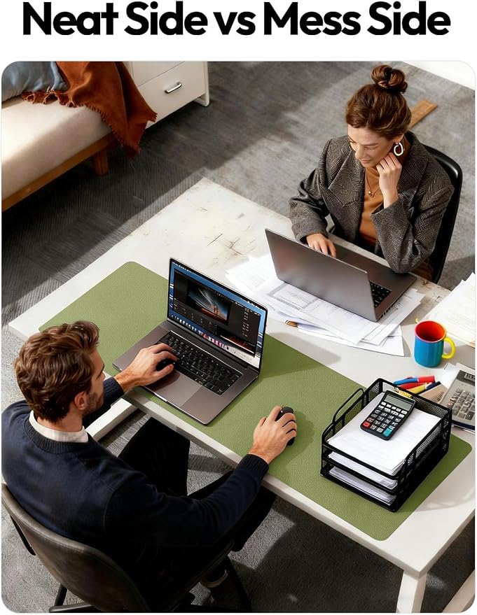 YSAGi Leather Desk Protector, Office Mat, Large Mouse Mat, Non-Slip PU Leather Blotter, Laptop Desk Mat, Waterproof Writing Pad for Office and Home(Green, 63" x 17.2")