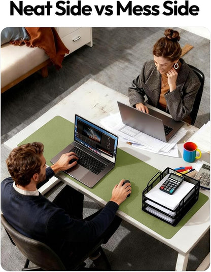 YSAGi Leather Desk Pad Protector, Office Desk Mat, Large Mouse Pad, Non-Slip PU Leather Desk Blotter, Laptop Desk Pad, Waterproof Desk Writing Pad for Office and Home (Green,55" x 17.2")
